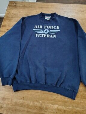 Vintage Air Force Veteran Navy Blue Crewneck Sweatshirt HANES ULTIMATE COTTON